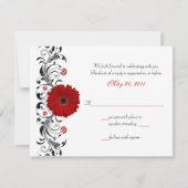 Red Gerbera Daisy Floral Response Card RSVP Karte (Rückseite)