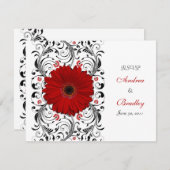 Red Gerbera Daisy Floral Response Card RSVP Karte (Vorne/Hinten)