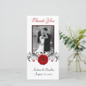 Red Gerbera Daisy Floral Vielen Dank für Ihre Foto Dankeskarte (Stehend Vorderseite)