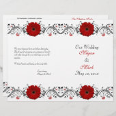 Red Gerbera Daisy Floral Wedding Program (Vorne/Hinten)