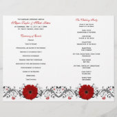 Red Gerbera Daisy Floral Wedding Program (Rückseite)