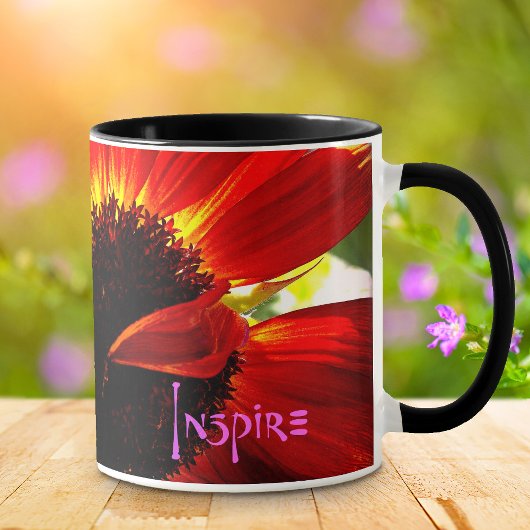 Red Gerbera Daisy Foto Inspirierte Quote Typografi Tasse