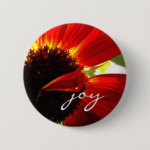 Red Gerbera Daisy Foto Joy Script Bold Modern Button