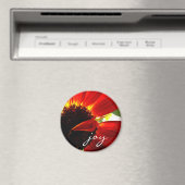 Red Gerbera Daisy Foto Joy Script Bold Modern Magnet (In Situ (Geschirrspüler))