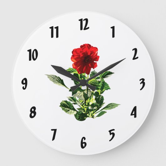 Red Gerbera Daisy Große Wanduhr (Vorderseite)