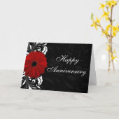 Red Gerbera Daisy Happy Anniversary Custom Card Karte (Gelbe Blume)