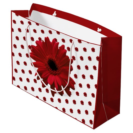 Red Gerbera Daisy Mother Day Große Geschenktüte (Rückseite Schrägansicht)