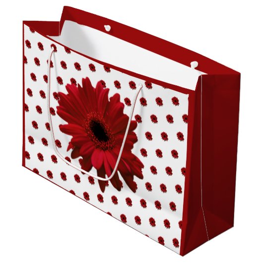 Red Gerbera Daisy Mother Day Große Geschenktüte (Vorderseite Schrägansicht)