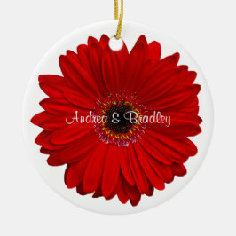 Red Gerbera Daisy Personalisiert Hochzeitstag Keramikornament