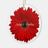 Red Gerbera Daisy Personalisiert Hochzeitstag Keramikornament (Links)