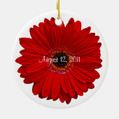 Red Gerbera Daisy Personalisiert Hochzeitstag Keramikornament (Hinten)