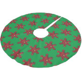 Red Gerbera Daisy Snowflake Muster Baumrock Polyester Weihnachtsbaumdecke (Schrägansicht)