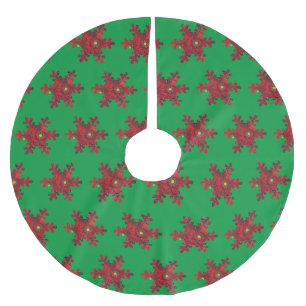 Red Gerbera Daisy Snowflake Muster Baumrock Polyester Weihnachtsbaumdecke