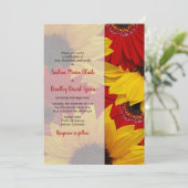 Red Gerbera Daisy Sunflower Wedding Einladung (Stehend Vorderseite)