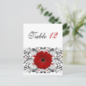 Red Gerbera Daisy Tischnummer Card (Stehend Vorderseite)