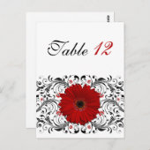 Red Gerbera Daisy Tischnummer Card (Vorne/Hinten)