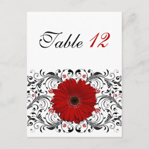 Red Gerbera Daisy Tischnummer Card