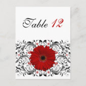 Red Gerbera Daisy Tischnummer Card (Vorderseite)