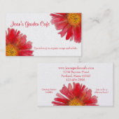 Red Gerbera Daisy Watercolor Flower Garden Visitenkarte (Vorne/Hinten)