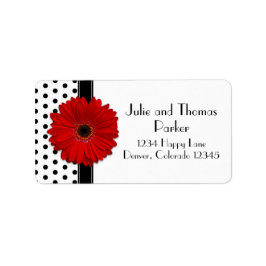 Red Gerbera Daisy Wedding Address Labels Adressaufkleber