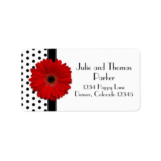Red Gerbera Daisy Wedding Address Labels Adressaufkleber (Vorne)