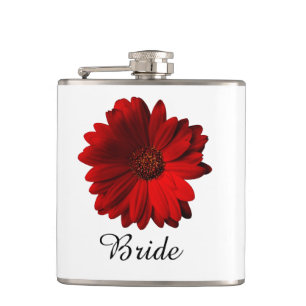 Red Gerbera Daisy Wedding Flachmann