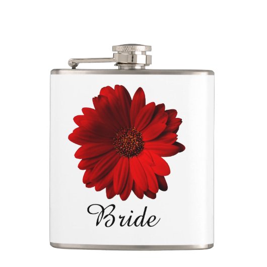 Red Gerbera Daisy Wedding Flachmann (Vorderseite)