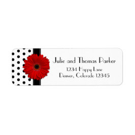 Red Gerbera Daisy Wedding Return Address Labels