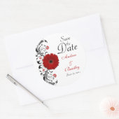 Red Gerbera Floral Save the Date Sticker (Umschlag)