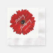 Red Gerbera Gerber Daisy Personalisiert Wedding Serviette (Vorderseite)