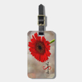 Red Gerbera Luggage Tag Gepäckanhänger (Vorderseite vertikal)