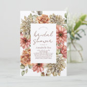 Red Gerbera & White Dahlia Brautparty Einladung (Stehend Vorderseite)