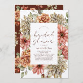 Red Gerbera & White Dahlia Brautparty Einladung (Vorne/Hinten)