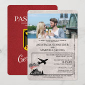 Red Germany Pass Einladung zur Hochzeit (Vorne/Hinten)