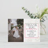 Red Germany Wedding Foto Vielen Dank Dankeskarte (Stehend Vorderseite)