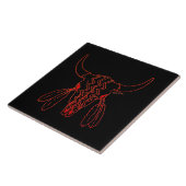 Red Ghost Dance Buffalo black large tile closeup Fliese (Seite)