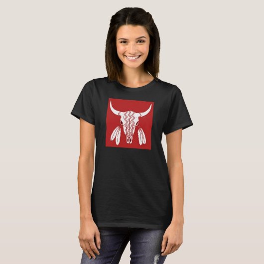 Red Ghost Dance Buffalo Frauen schwarzer T - Shirt (Vorne ganz)