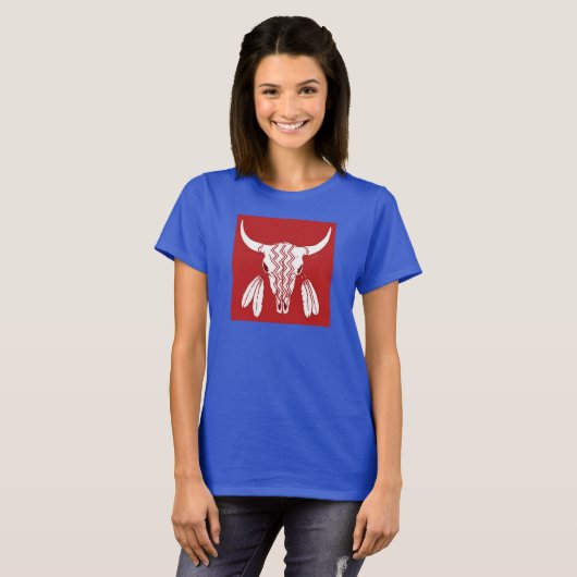 Red Ghost Dance Buffalo Frauenblauer T - Shirt (Vorne ganz)