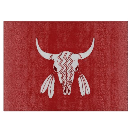 Red Ghost Dance Buffalo Glasschneidebrett Schneidebrett (Vorderseite)