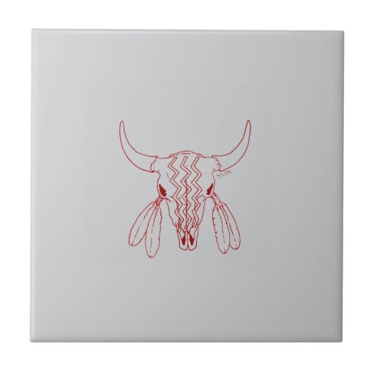Red Ghost Dance Buffalo gray small tile Fliese (Vorderseite)