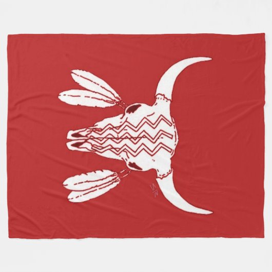 Red Ghost Dance Buffalo große Fleecedecke (Vorderseite (Horizontal))