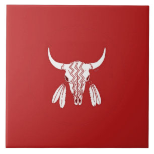 Red Ghost Dance Buffalo große Fliese