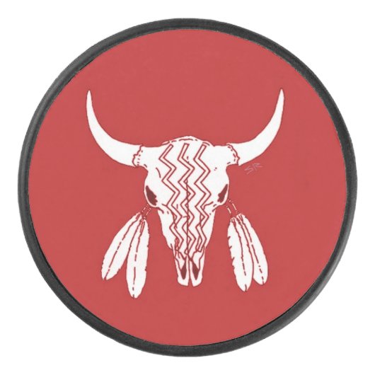 Red Ghost Dance Buffalo Hockey Puck (Vorderseite)