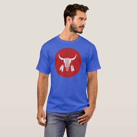 Red Ghost Dance Buffalo kreisblauer T - Shirt (Vorne ganz)
