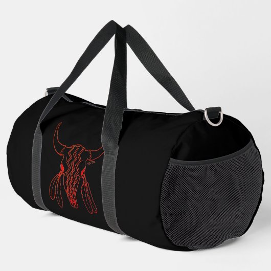 Red Ghost Dance Buffalo line black duffel bag Duffle Bag (Rechte Ecke)