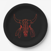 Red Ghost Dance Buffalo line Black lat Paper Telle Pappteller (Vorderseite)