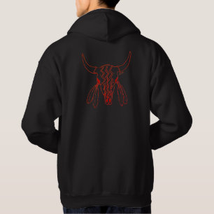 Red Ghost Dance Buffalo Line schwarzer Hoodie-Rück Hoodie