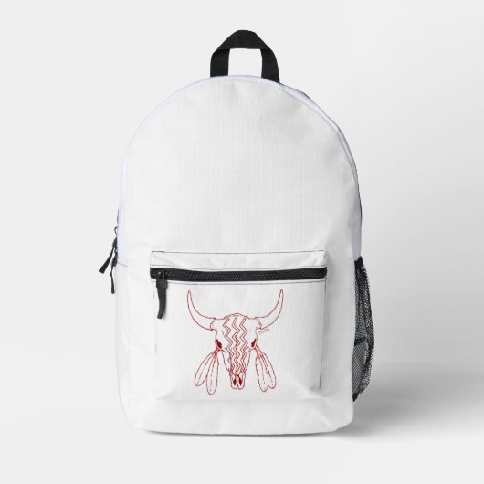 Red Ghost Dance Buffalo Line weißer Rucksack (Vorderseite)