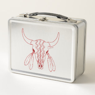 Red Ghost Dance Buffalo Linie rostfreie Lunchbox