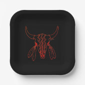 Red Ghost Dance Buffalo Linie Schwarz2 Papier Tell Pappteller (Vorderseite)